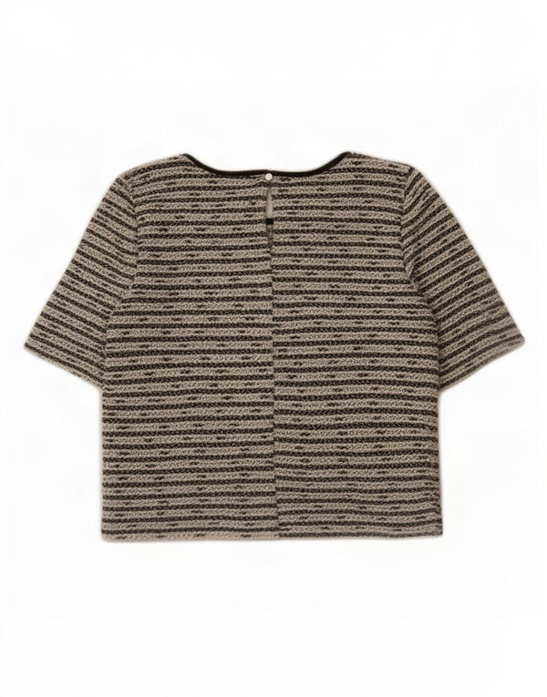 Oasis Dame Oversized bluse Top UK 10 Lille sort stribet bomuld