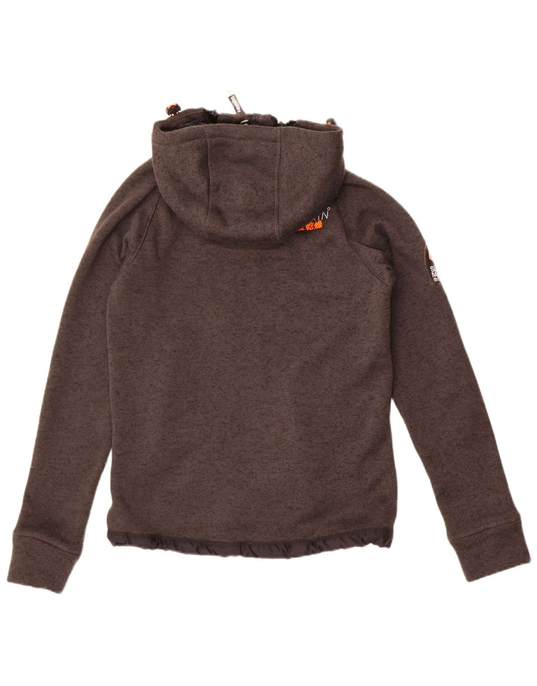 Superdry Mens Hooded Knit Bomber Jacket UK 36 Small Grey Flecked Polyester