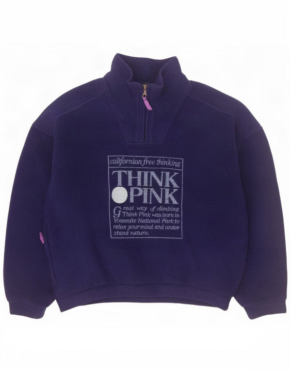 Think Pink Damski sweter polarowy z grafiką i zamkiem błyskawicznym UK 20 2XL Granatowy