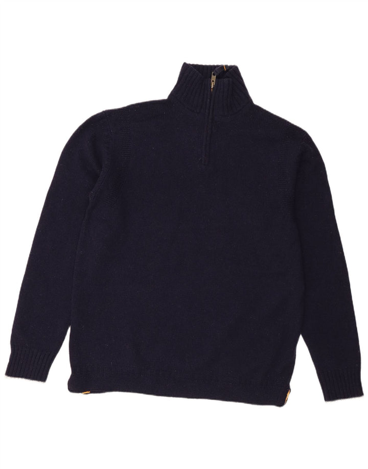 Boden - Jersey con cuello y cremallera para hombre, talla grande, de lana de cordero azul marino