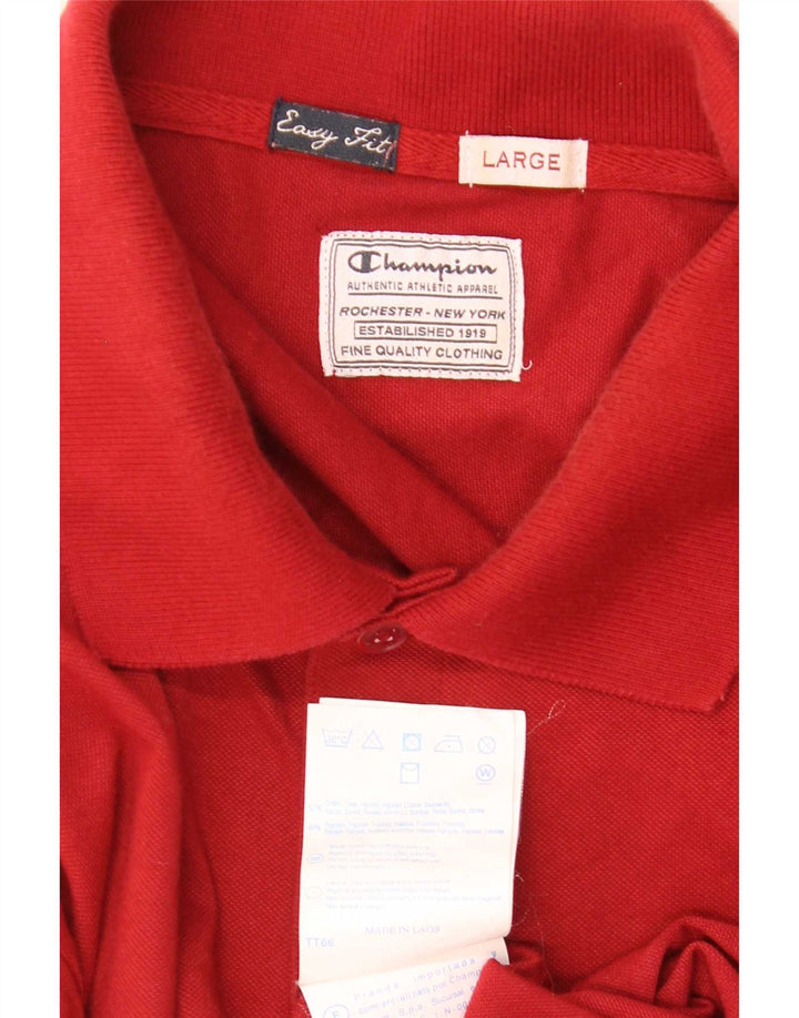 Champion Mens Easy Fit Polo Shirt Large Red Cotton