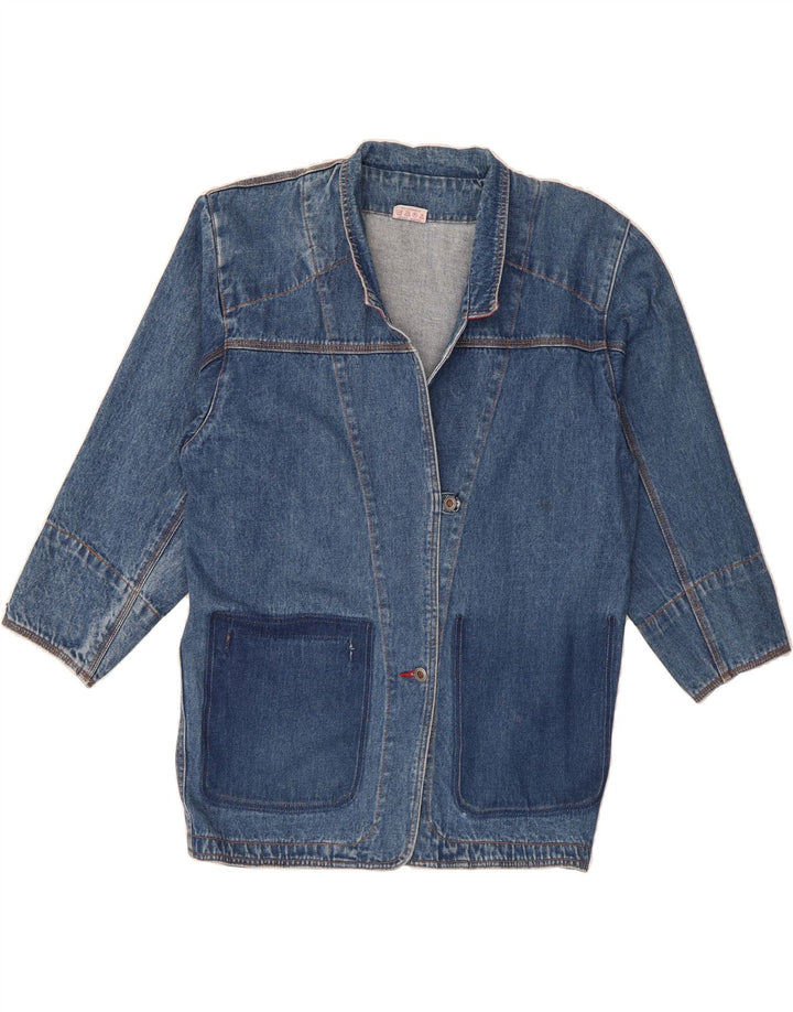 VINTAGE Womens Oversized Denim Coat EU 38 Medium Blue Cotton Vintage Vintage and Second-Hand Vintage from Messina Hembry 