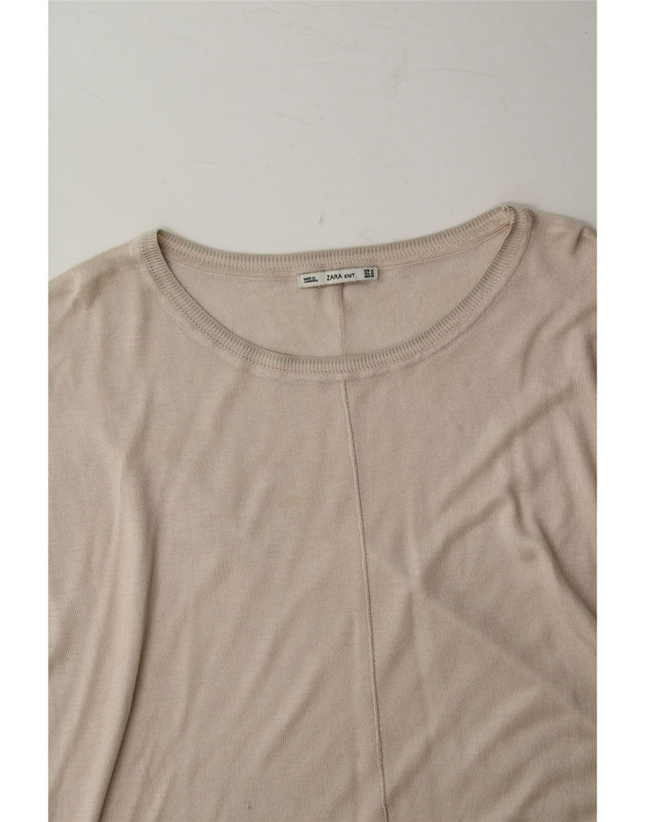ZARA Womens Boat Neck Jumper Sweater UK 14 Medium Beige Vintage Zara and Second-Hand Zara from Messina Hembry 