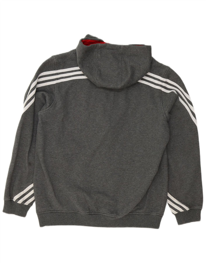 Adidas Mens Zip Hoodie Sweater Large Grey Cotton