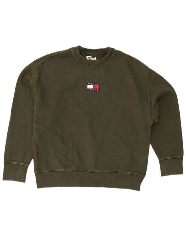 Tommy Hilfiger Mens Loose Fit Sweatshirt Jumper Small Green Cotton