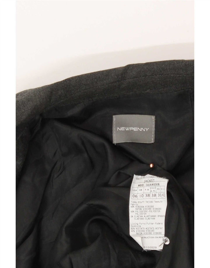 New Penny Veste blazer à 2 boutons pour femme UK 10 Small Gris Viscose