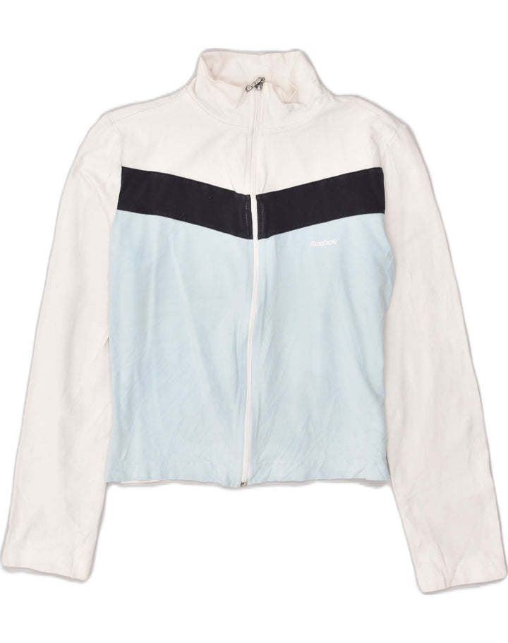 REEBOK Girls Tracksuit Top Jacket 15-16 Years White Colourblock Polyester | Vintage Reebok | Thrift | Second-Hand Reebok | Used Clothing | Messina Hembry 
