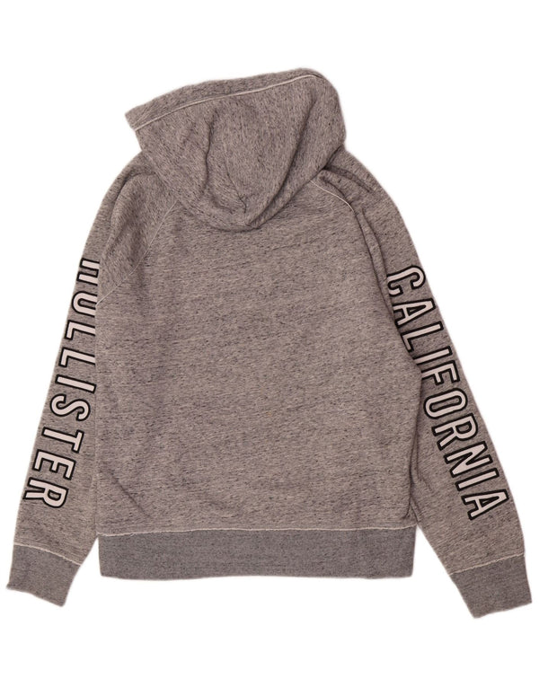 Hollister Mens Graphic Hoodie Jumper Medium Grey Flecked Cotton
