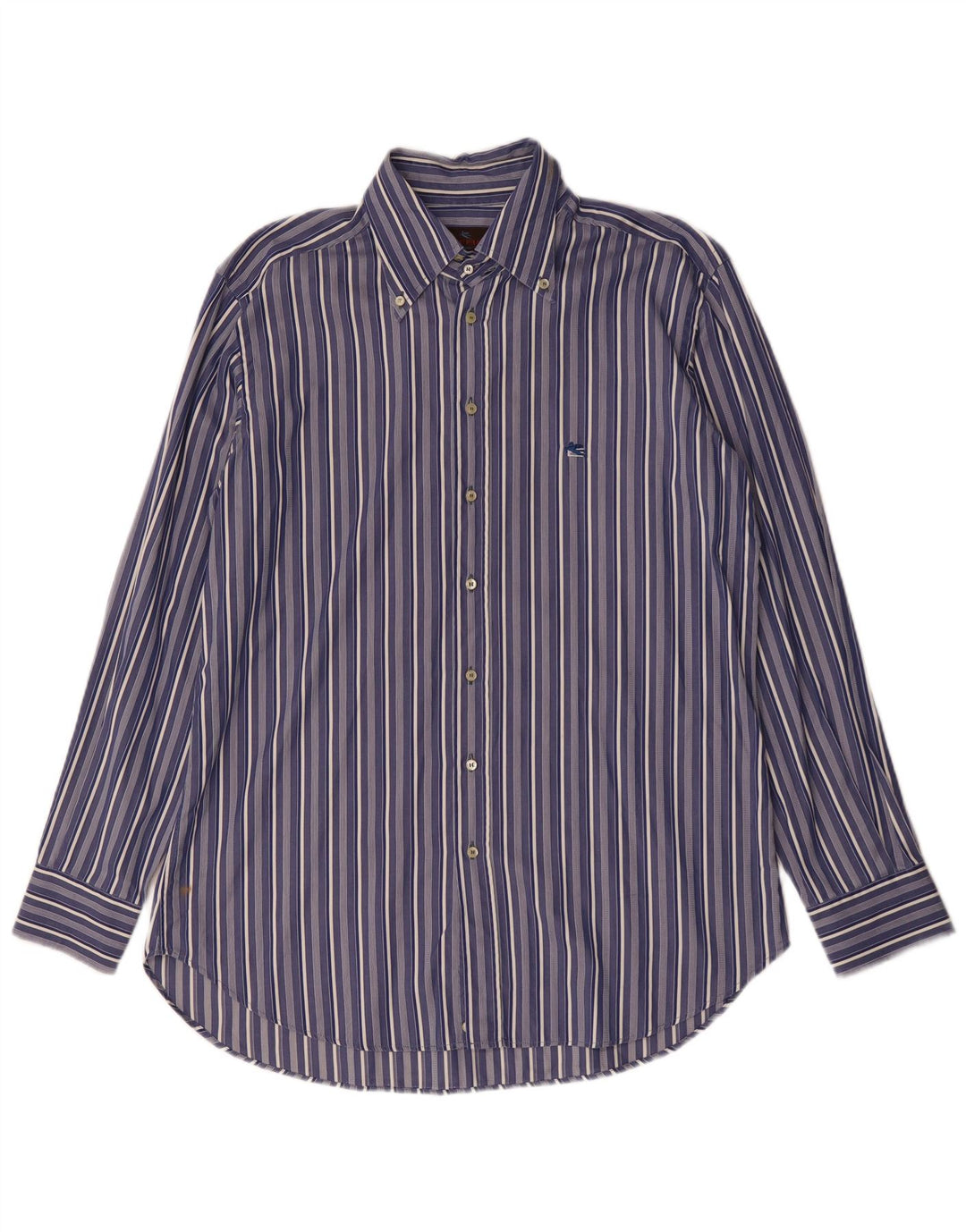 Etro Mens Shirt Size 42 Large Blue Striped Cotton