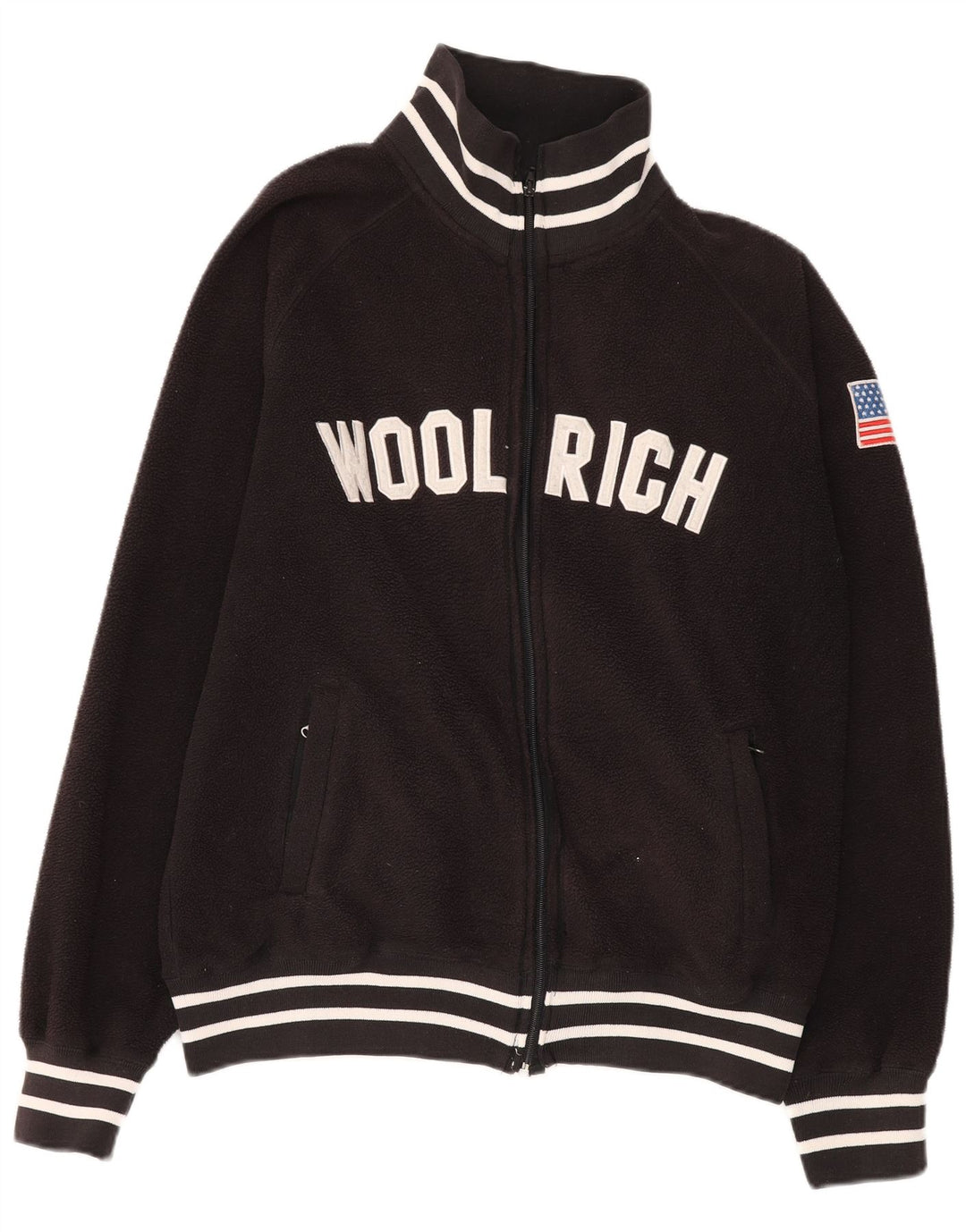 Woolrich Womens Graphic Fleece Jacket UK 18 XL Black Polyester