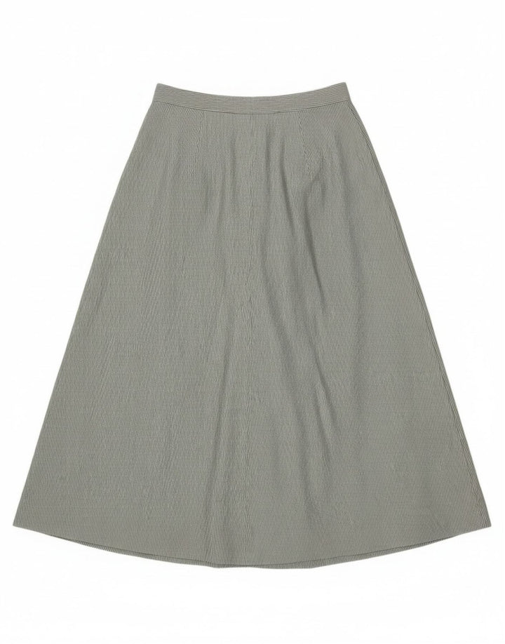 Gonna svasata da donna vintage IT 46 grande W30 poliestere a righe verdi