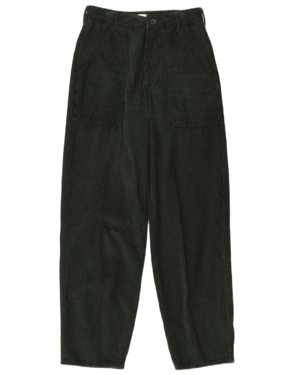 Damskie sztruksowe spodnie z wysokim stanem Topshop UK 8 Small W26 L28 Zielone