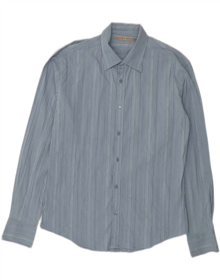 TED BAKER Herrenhemd Größe 6 2XL Blau gestreifte Baumwolle