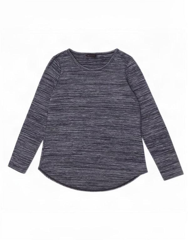 Marks & Spencer Womens Top Long Sleeve UK 14 Large Navy Blue Flecked