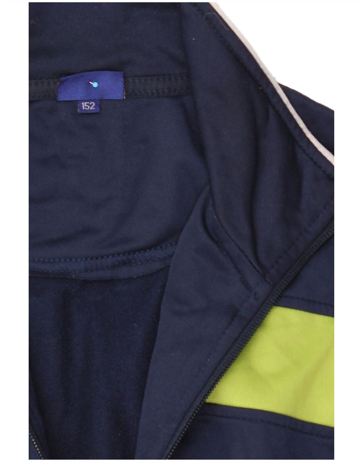 ASICS Boys Graphic Tracksuit Top Jacket 11-12 Years Navy Blue Colourblock