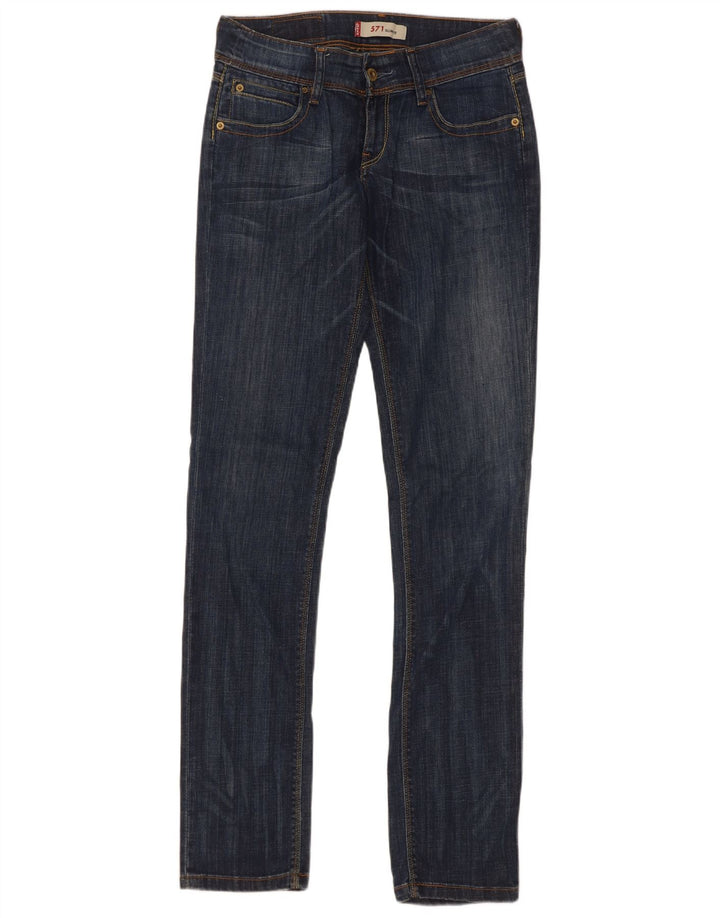 Levi's Womens 571 Slim Jeans W28 L34 Navy Blue Cotton
