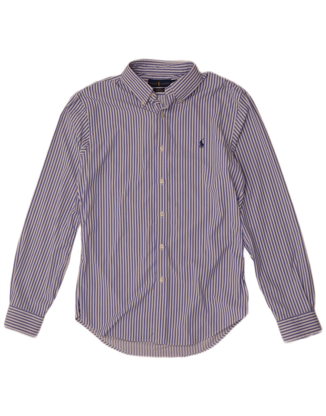 Ralph Lauren Mens Slim Fit Shirt Medium Blue Pinstripe Nylon