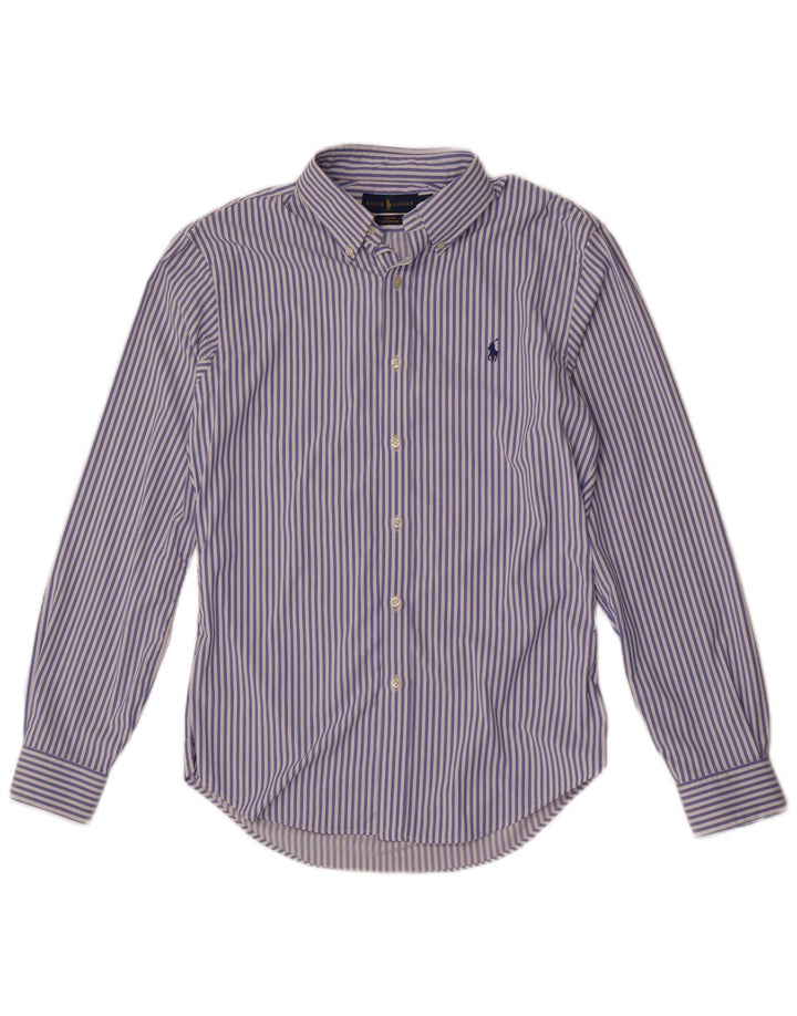 Ralph Lauren Mens Slim Fit Shirt Medium Blue Pinstripe Nylon