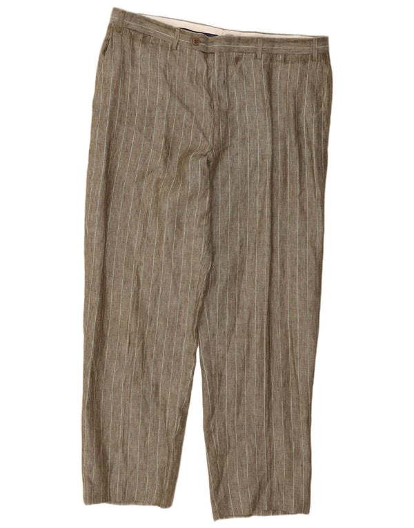 Pantaloni chino dritti da uomo Canali W38 L30 a righe marroni