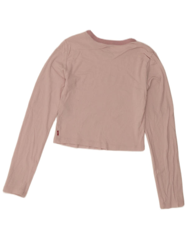 Levi's Dame Crop Top Langærmet UK 10 Small Pink Bomuld