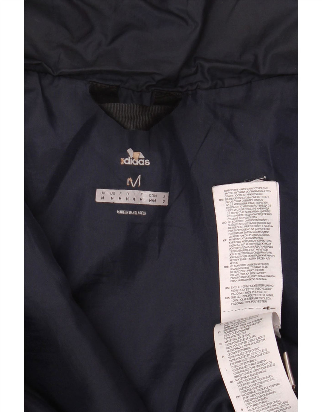 Adidas Mens Padded Jacket UK 38 Medium Navy Blue Polyester