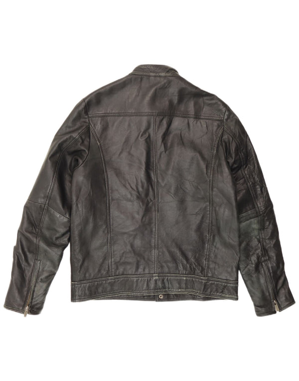 Giacca in pelle da uomo Rochas UK 40 grande in pelle nera