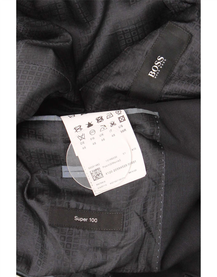 Giacca blazer da uomo a 2 bottoni Hugo Boss EU 48 media lana vergine blu navy