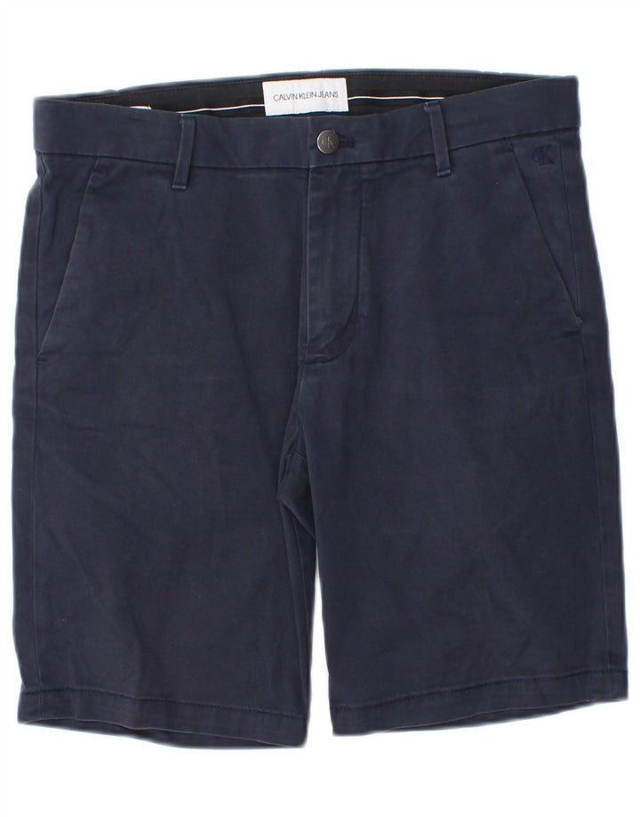 Calvin Klein Mens Chino Shorts W30 Medium Navy Blue Cotton