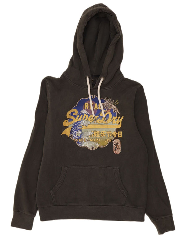 Damski sweter z kapturem Superdry Graphic UK 16, duży, szary, bawełniany