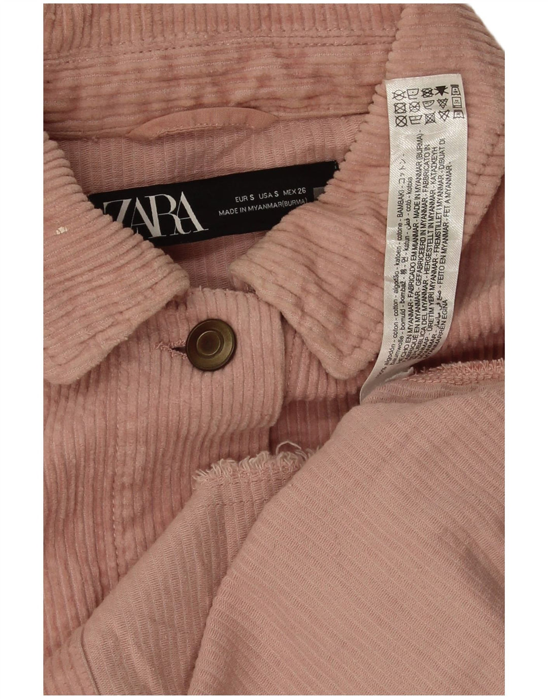Zara Womens Oversized Corduroy Shirt UK 10 Small Pink