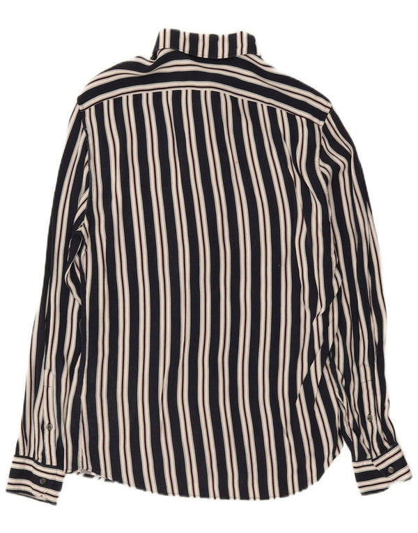 Reiss Mens Shirt Medium Navy Blue Striped Viscose
