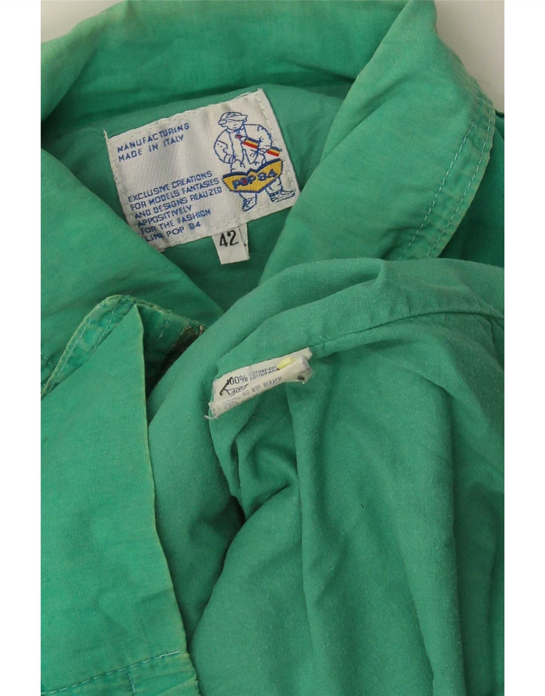 POP 84 Mens Bomber Jacket IT 42 XL Green Cotton