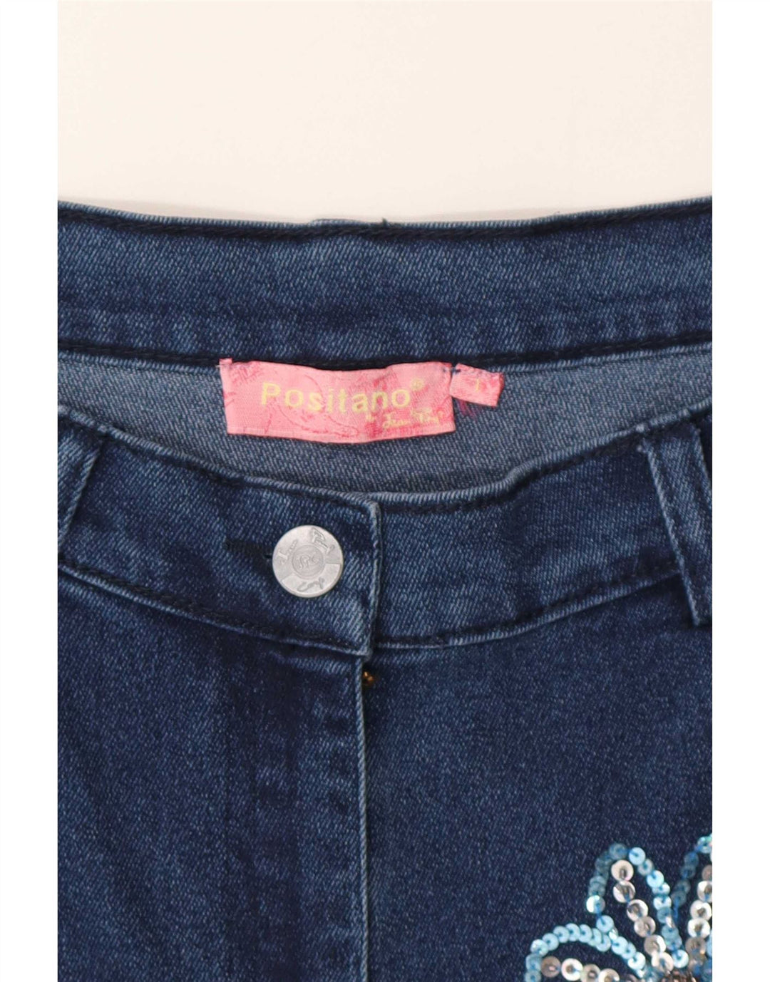 Positano by Jean Paul Womens Flared Skirt Large W32 Blue Patchwork