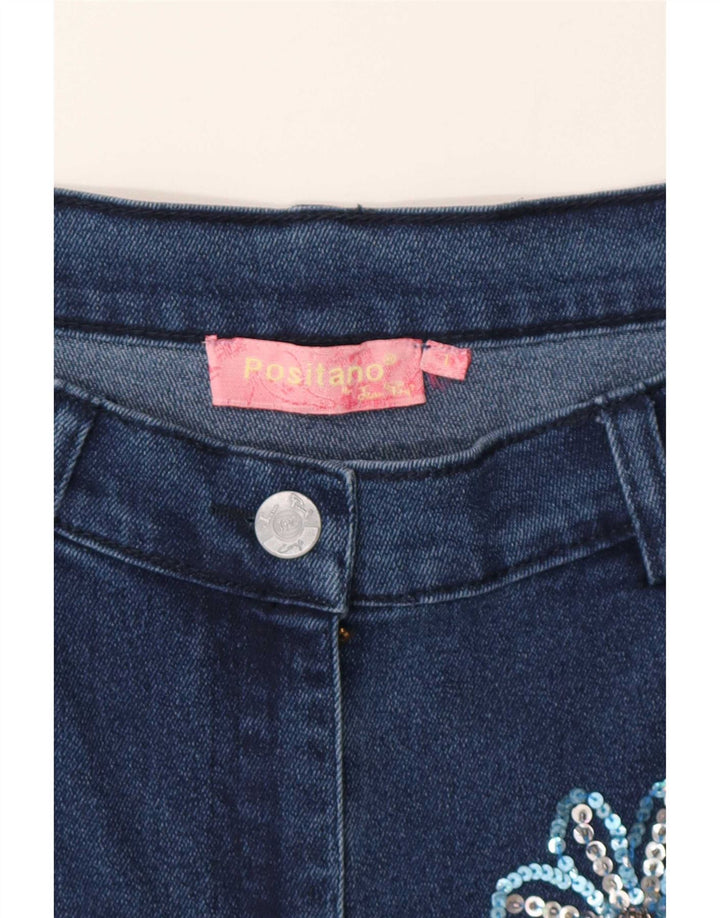 Positano by Jean Paul Womens Flared Skirt Large W32 Blue Patchwork