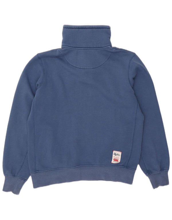 Canterbury Herre Button Neck Sweatshirt Jumper Medium Blue Bomuld