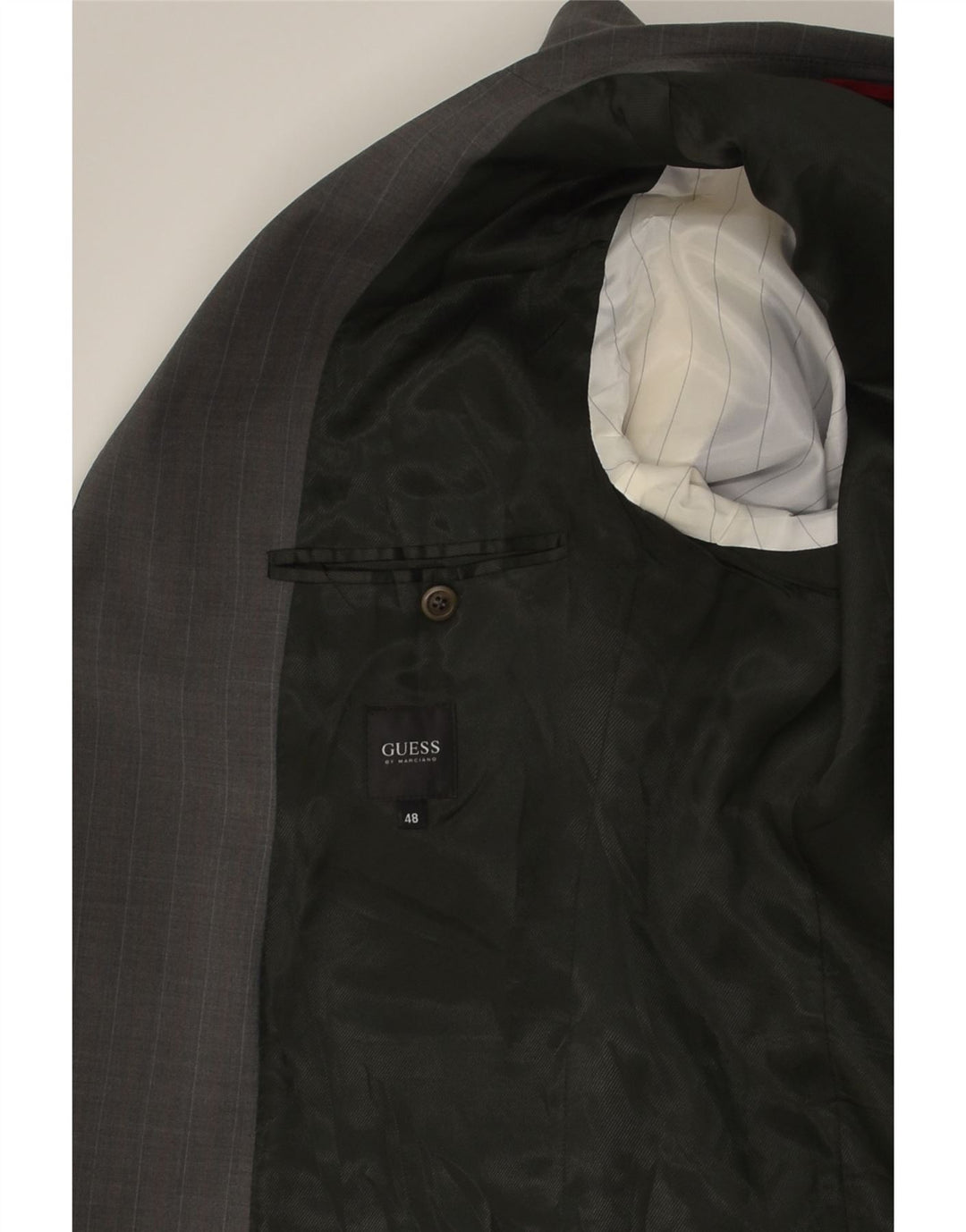 GUESS Mens 3 Button Blazer Jacket IT 48 Medium Grey Check Polyester | Vintage Guess | Thrift | Second-Hand Guess | Used Clothing | Messina Hembry 
