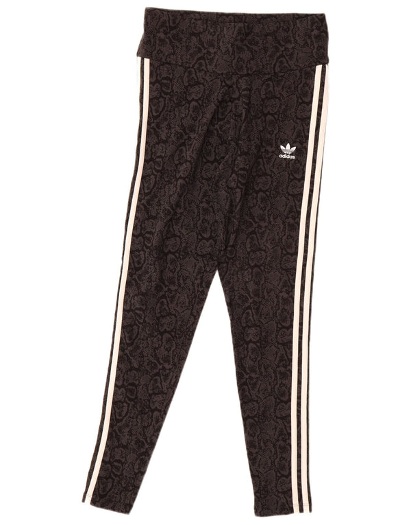 Adidas Womens Leggings UK 12/14 Medium Black Animal Print Bomuld