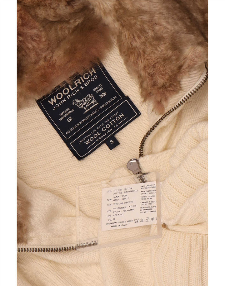 Woolrich Womens Cardigan Sweater UK 10 Small Off White Cotton