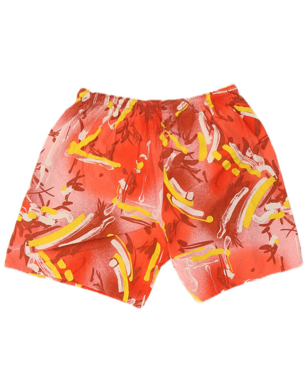 Vintage Mens Abstract Pattern Swimming Shorts IT 52 XL Red Cotton