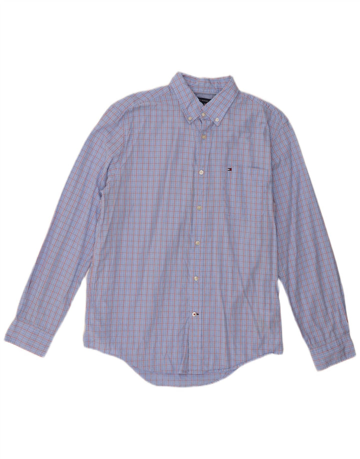 Tommy Hilfiger Mens Shirt Large Blue Check Cotton