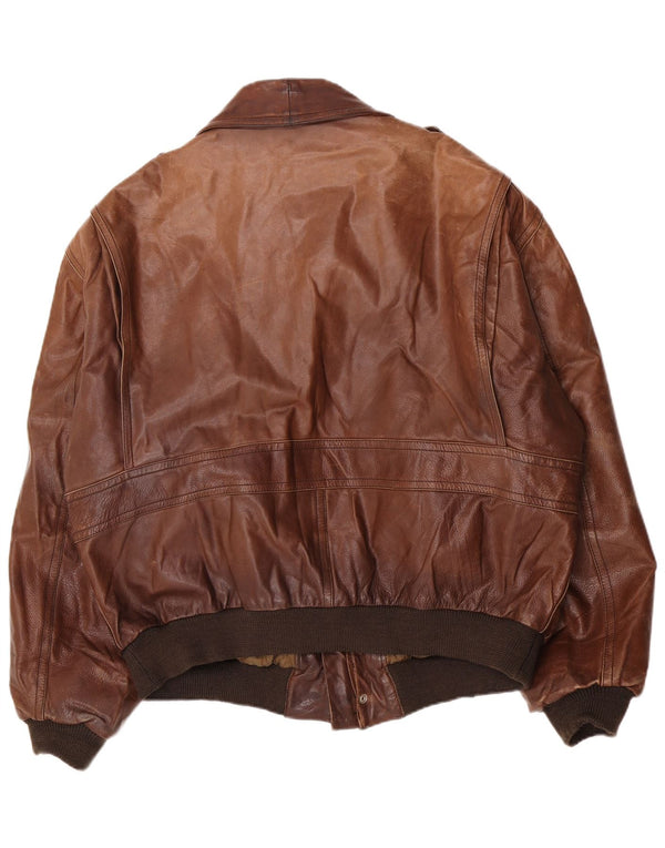 Jaqueta masculina de couro Vittorio Forti Flight Aviator IT 52 XL marrom