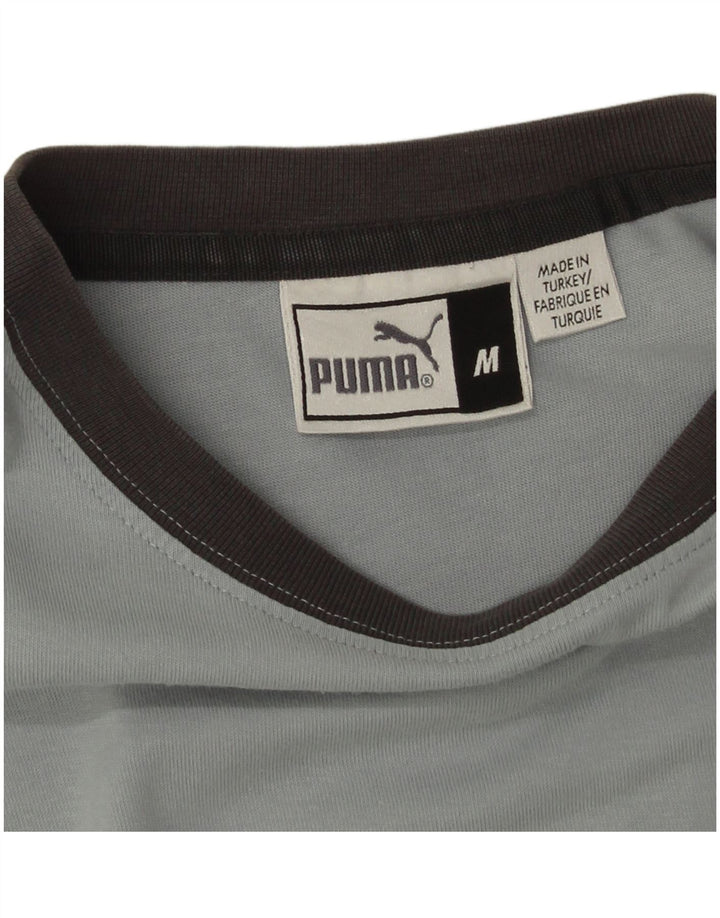 Puma Womens Graphic T-Shirt Top UK 14 Medium Blue Colourblock
