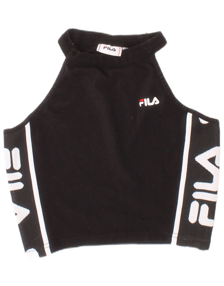 Fila Womens Graphic Crop Top XS Black Cotton