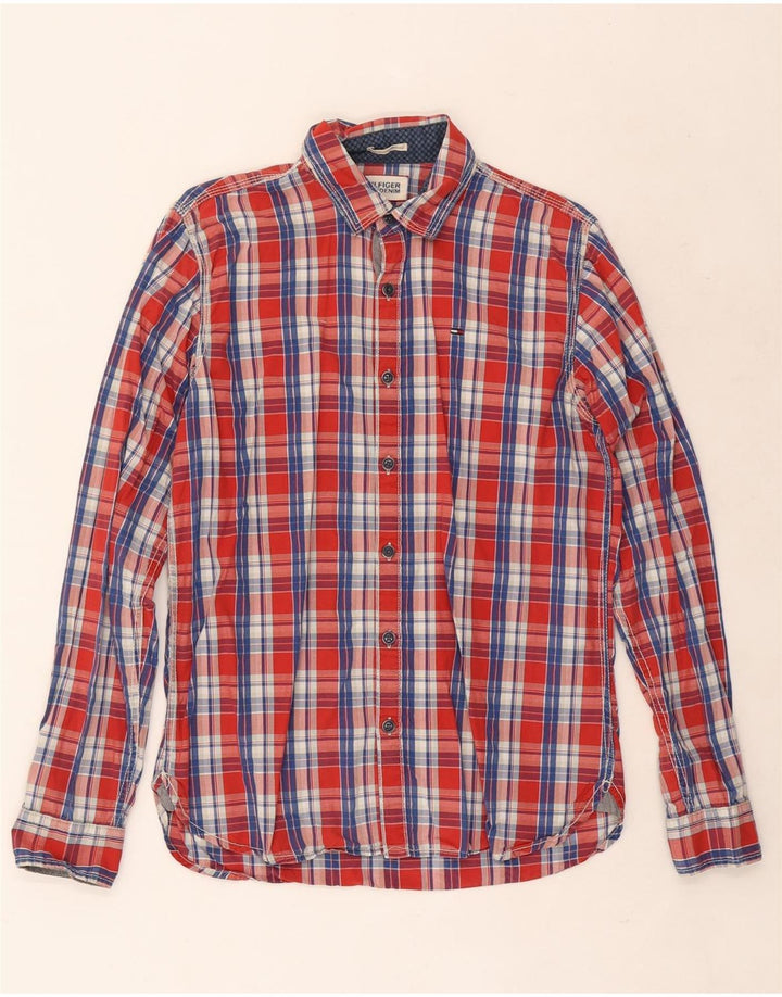 Tommy Hilfiger Mens Shirt Small Red Check Cotton