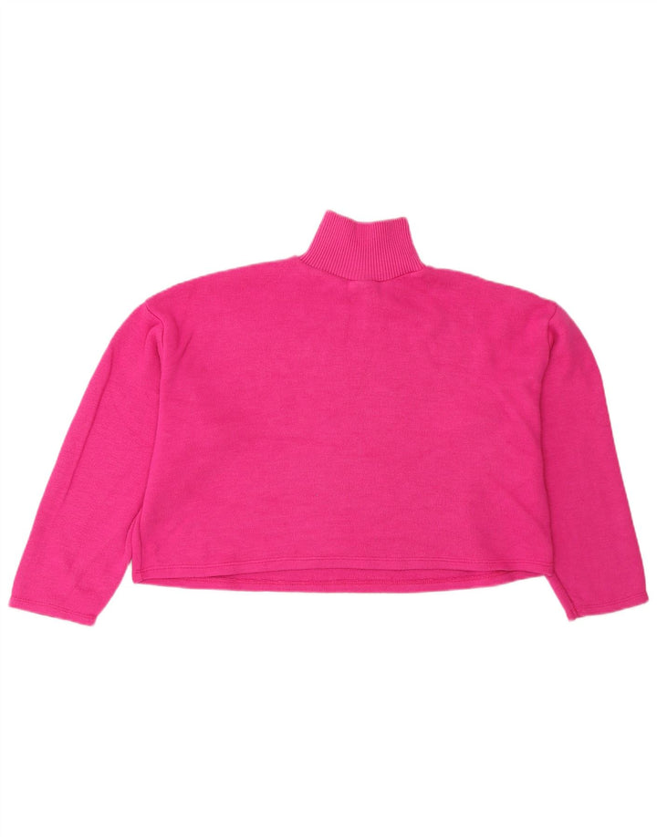 Zara Womens Crop Oversized Turtle Neck Jumper Sweater UK 10 Small Pink