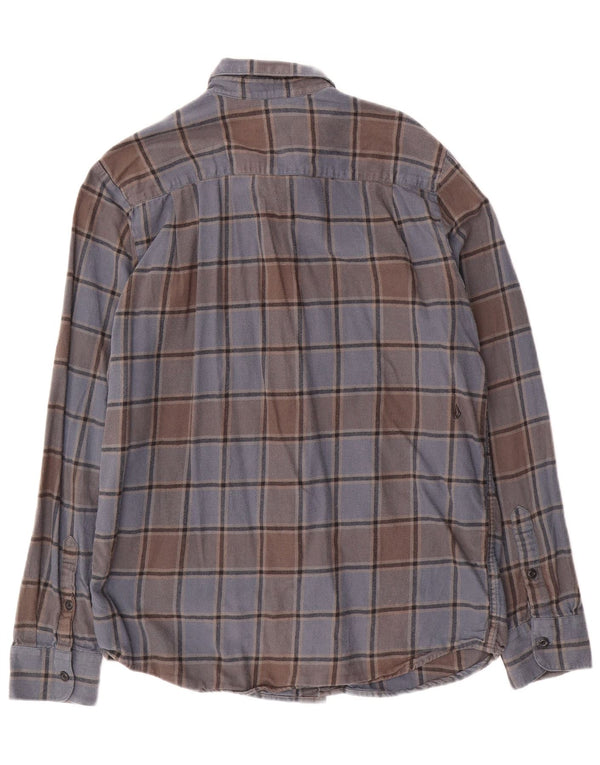 Volcom Mens Modern Fit Flannel Shirt Large Blue Plaid Cotton