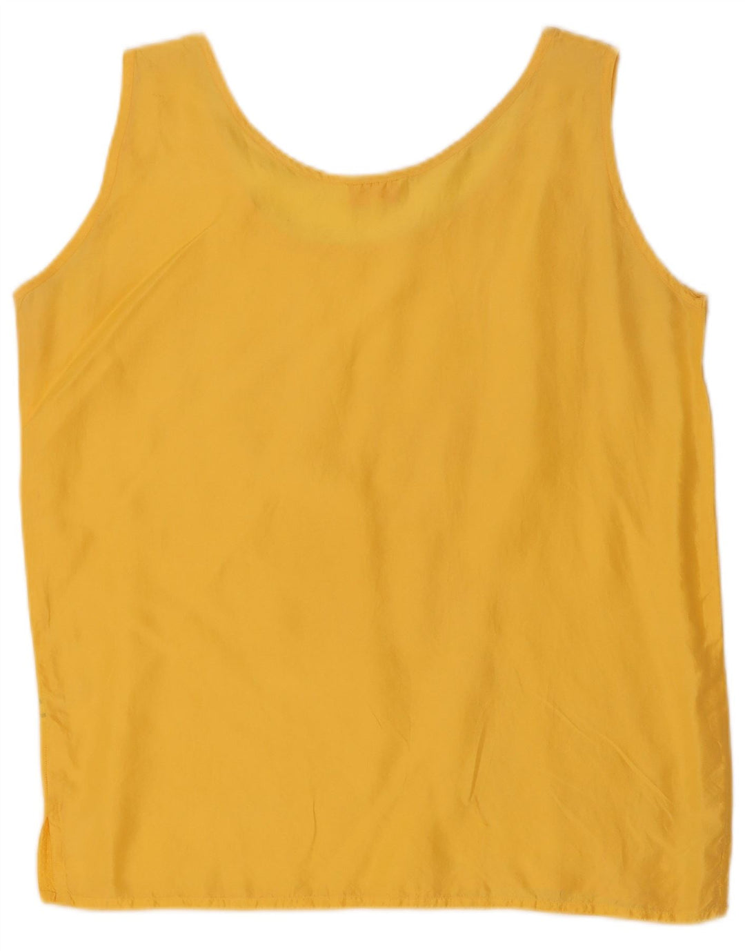 Vintage Womens Sleeveless Blouse Top UK 14 Medium Yellow Silk