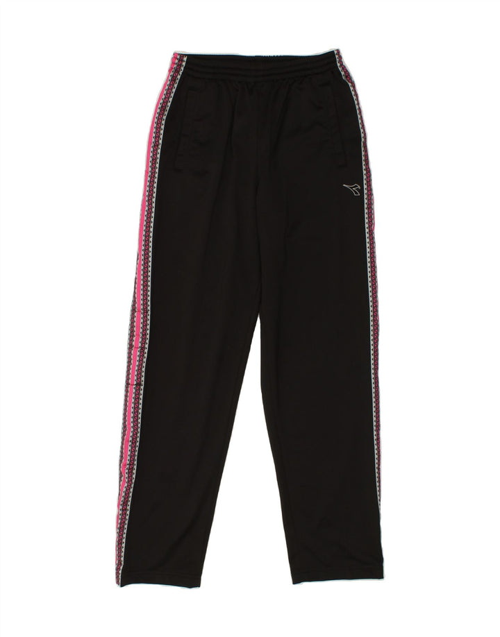 DIADORA Womens Tracksuit Trousers UK 12 Medium Black Polyester Vintage Diadora and Second-Hand Diadora from Messina Hembry 