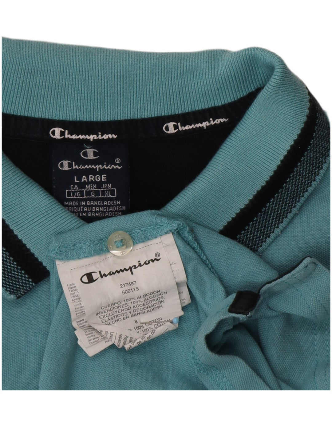 CHAMPION Mens Polo Shirt Large Blue Cotton