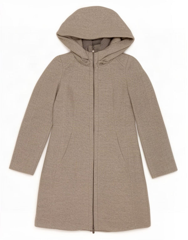 Soprabito con cappuccio da donna Zara UK 12 acrilico grigio medio